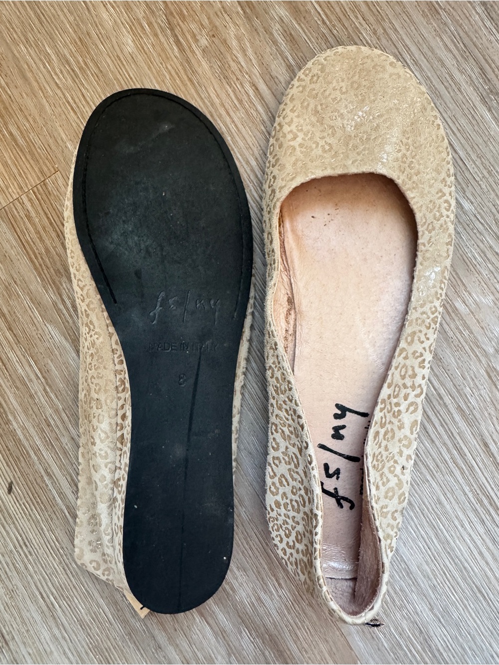 FS/NY Ballet Flats Women’s Size 8 Beige Leopard Print Made in Italy suede - Picture 5 of 6